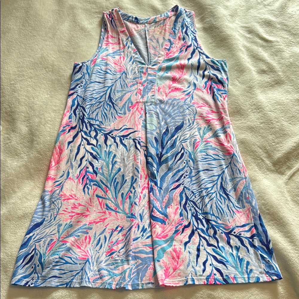 Lilly Pulitzer Amina Dress - Blue tint Kaleidoscope Coral